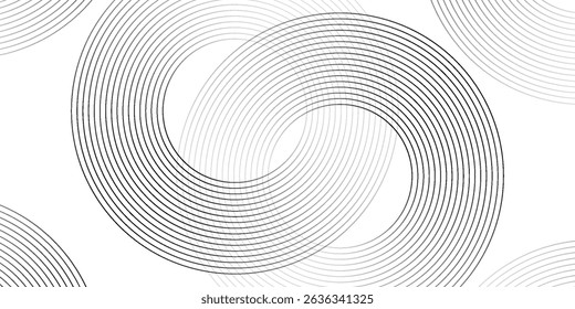 White geometric abstract background overlapping layers on bright space with line effect decoration. Circle style concept modern graphic design element for banner, flyer, card.