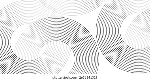 White geometric abstract background overlapping layers on bright space with line effect decoration. Circle style concept modern graphic design element for banner, flyer, card.