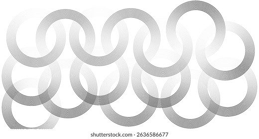 White geometric abstract background overlapping layers on bright space with line effect decoration. Circle style concept modern graphic design element for banner, flyer, card. Eps10