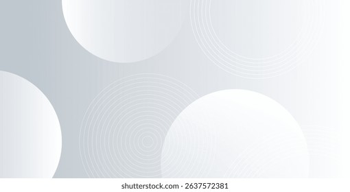 White geometric abstract background with overlapping circles on a bright surface, enhanced by linear effects. Modern design concept ideal for banners and presentations.