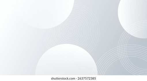 White geometric abstract background with overlapping circles on a bright surface, enhanced by linear effects. Modern design concept ideal for banners and presentations.