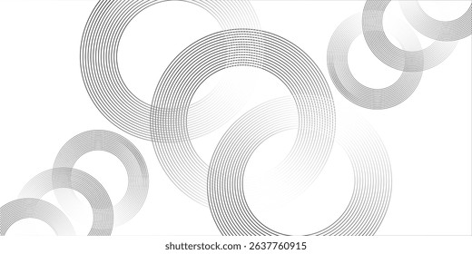White geometric abstract background overlapping layers on bright space with line effect decoration. Circle style concept modern graphic design element for banner, flyer, card. Eps10