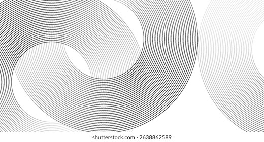 White geometric abstract background overlapping layers on bright space with line effect decoration. Circle style concept modern graphic design element for banner, flyer, card.