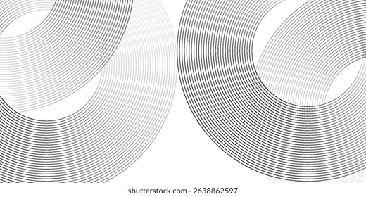 White geometric abstract background overlapping layers on bright space with line effect decoration. Circle style concept modern graphic design element for banner, flyer, card.
