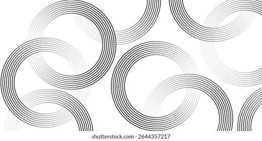 White geometric abstract background overlapping layers on bright space with line effect decoration. Circle style concept modern graphic design element for banner, flyer, card. Eps10