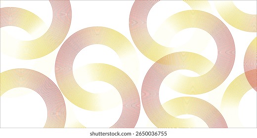 White geometric abstract background with overlapping layers on bright space with line effect decoration. Golden circle style concept, modern graphic design element for banner, flyer, card.