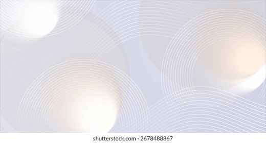 White geometric abstract background with overlapping circles on a bright surface, enhanced by linear effects. Modern design concept ideal for banners