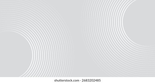Fondo abstracto geométrico blanco superponiendo capas en un espacio brillante con decoración de efecto de línea. Concepto de estilo circular, un elemento de Diseño gráfico moderno para Anuncios.