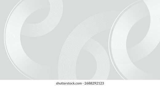Fundo abstrato geométrico branco sobrepondo camadas no espaço brilhante com decoração de efeito de linha. Conceito de estilo de círculo