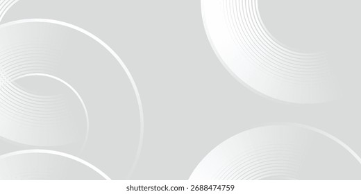 Fondo abstracto geométrico blanco que se superpone capas en el espacio brillante con la decoración del efecto de línea. Concepto de estilo de círculo