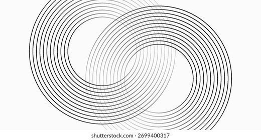 White geometric abstract background overlapping layers on bright space with line effect decoration. Circle style concept modern graphic design element for banner, flyer, card.