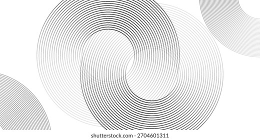 White geometric abstract background overlapping layers on bright space with line effect decoration. Circle style concept modern graphic design element for banner, flyer, card.