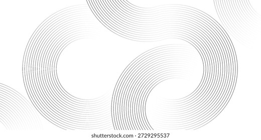 White geometric abstract background overlapping layers on bright space with line effect decoration. Circle style concept modern graphic design element for banner, flyer, card