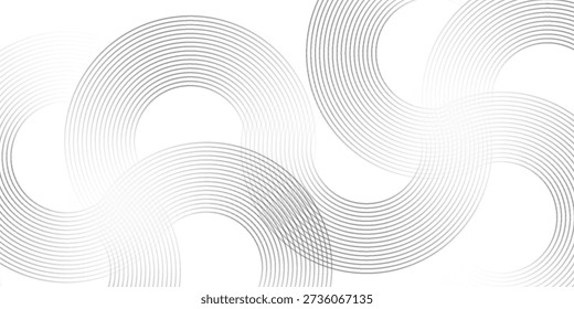 White geometric abstract background overlapping layers on bright space with line effect decoration. Circle style concept modern graphic design element for banner, flyer, card.
