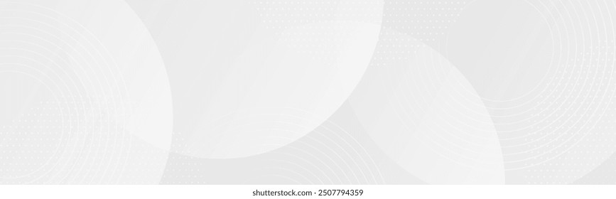 White geometric abstract background. Simple and creative design with circle shape and lines element. Vector illustration