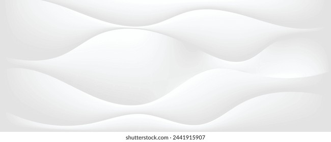 White geometric abstract background with waves effect. Minimal modern graphic design element cutout style concept for banner, flyer, card, or brochure cover
