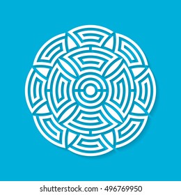 White geometric abstract round mandala vector illustration