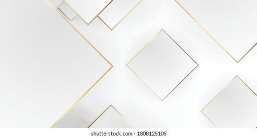 Weißer geometrischer Hintergrund mit Kopienraum für Präsentationsdesign. Abstrakter, eleganter Vektorhintergrund mit weißem und goldenem Muster. Quadrate und Linien Textur. Dynamische Formen-Zusammensetzung. EPS10-Vektor.