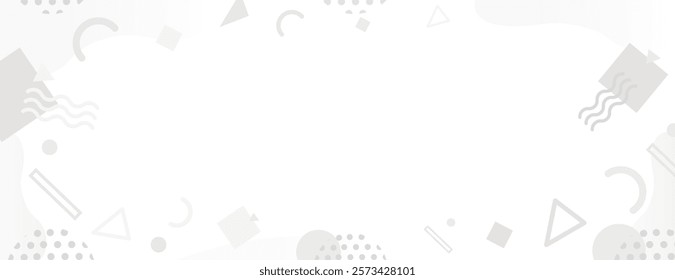 White geometric background with subtle gray shapes. The background is minimalist with a smooth white texture and gray accents. Memphis pattern frame background. Gray background vector.