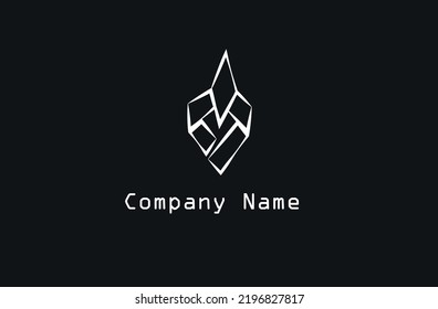 white geometric design logo template for technology flat line logo vector illustration