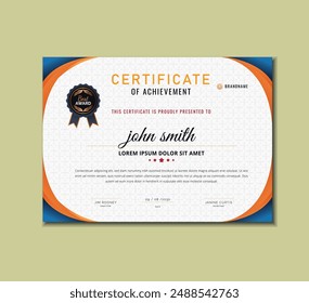 White geometric effect achievement certificate template Vector blank design.