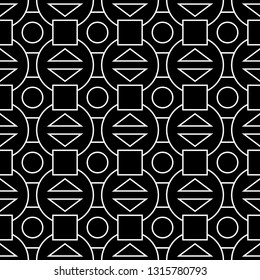  White geometric elements on black seamless  background