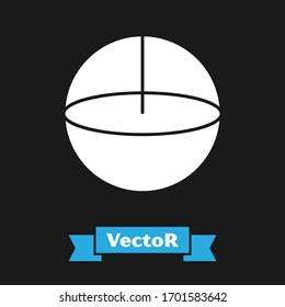 White Geometric figure Sphere icon isolated on black background. Abstract shape. Geometric ornament.  Vector Illustration