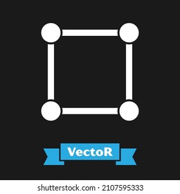 White Geometric figure Square icon isolated on black background. Abstract shape. Geometric ornament.  Vector Illustration