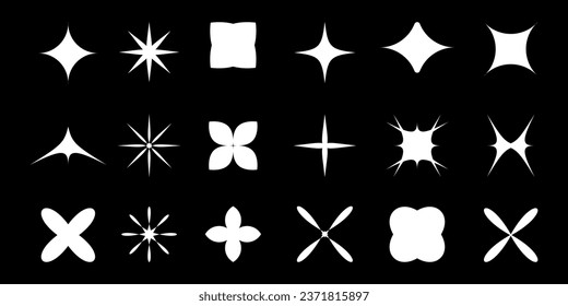  White geometric flower element shape. Vector collection of retro y2k minimal graphic icon, symbol graphic. Collection basic figure y2k vintage retro style illustration.