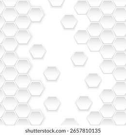 Weiße geometrische Sechseck-Muster mit polygonalen Wabenstruktur abstrakte Technologie Vektor grauen Hintergrund Business Banner Vorlage Design Infografik Zeitung Stil Mosaik kreative Oberfläche

