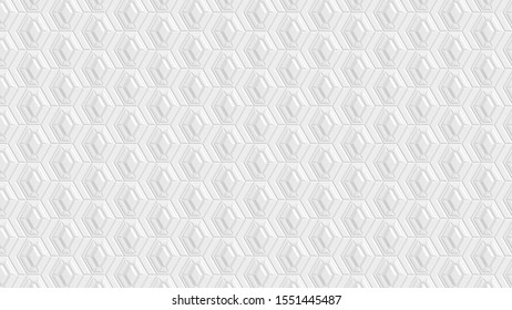 White geometric hexagonal abstract background with 3d effect