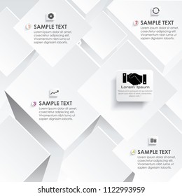 White geometric Infographic design vector and marketing icons can be used for workflow layout, diagram, annual report, web design. Business concept with 1,2,3 and 4 options, steps or processes.