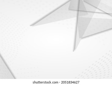 White Geometric Minimal Vector Gray Background. Minimalist Banner. Light Business Shapes Template. Dynamic Brochure.