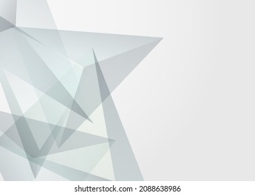 White Geometric Minimalist Vector  Gray Background. Triangle Creative Card. Light Abstract Banner. Minimal Elements Design.