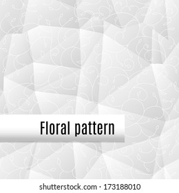 white geometric pattern with triangles and floral ornament