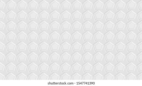 White geometric pentagon abstract background with 3d effect