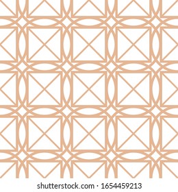White geometric print on beige seamless background. Vector illustration