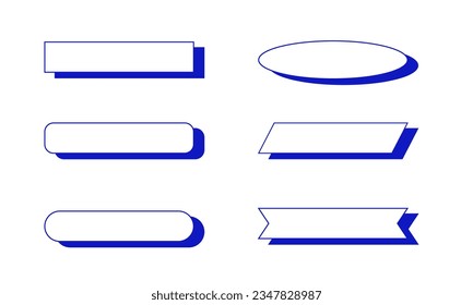 Marco de texto de cinta geométrica blanca en diferentes formas con contorno y sombra azul