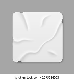 White geometric shape adhesive tape. Masking tape piece with torn edge realistic. 