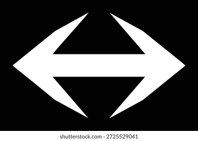 White geometric shape resembling a stylized letter or symbol on black background