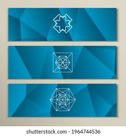 White geometric shapes on a triangular background