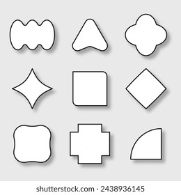 White geometric shapes with shadow. Abstract vector elements, web banner or signs brutal style
