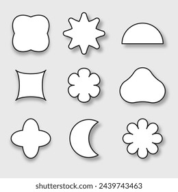White geometric shapes with shadow. Abstract vector elements, web banner or signs brutal style