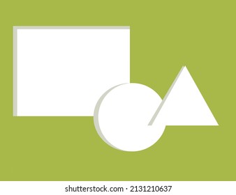 formas geométricas blancas, cuadradas, redondeadas y triangulares sobre un fondo verde
