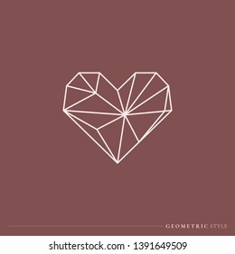White geometric style heart vector