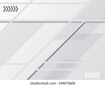 White geometric technology abstract background. Vector grey stripes design brochure