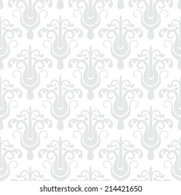 White geometric texture in art deco style with abstract trees or flowers for Christmas and holiday decor or wedding invitation background. Seamless vector pattern for winter fashion