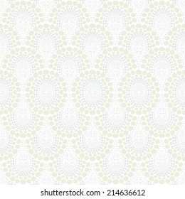 White geometric texture in art deco style with scaled ornament made of silver and gold dots for Christmas and holiday decor or wedding invitation background. Seamless vector pattern for winter fashion