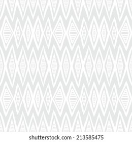 White geometric texture with hand drawn chevrons in silver and white for Christmas and holiday decor or wedding invitation background. Seamless vector pattern for winter fashion