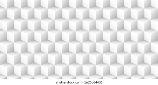 White geometric vector background with 3d texture from cubes.